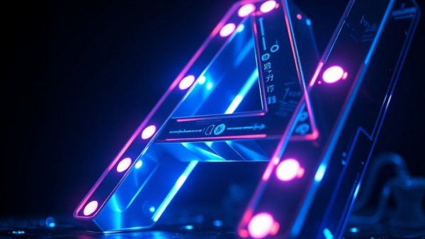 Futuristic letter A representing market strategy analysis.