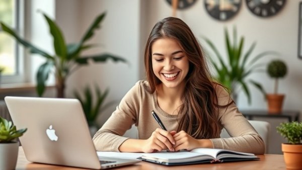 Productivity boost using automation tools at home office.