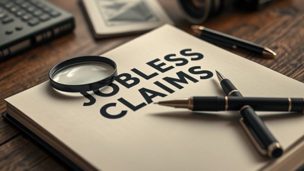 USA market analysis concept with jobless claims note.