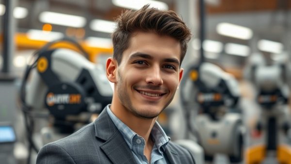 Confident professional embracing entrepreneurial thinking in manufacturing