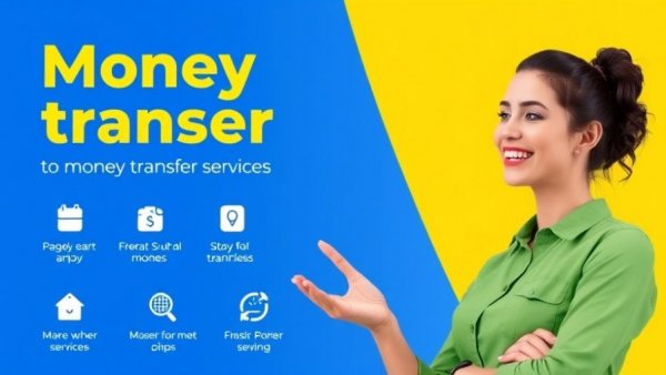 Friendly advertisement for money transfers with a smiling woman.