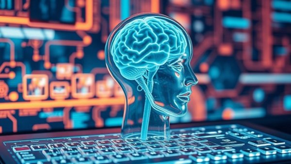 Futuristic digital brain concept for USA market analysis