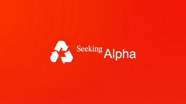 Minimalist Seeking Alpha logo on orange gradient background.