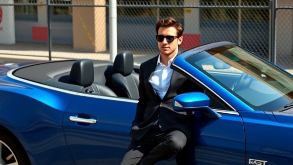 Confident man in a blue convertible, embodying counter-conventional mindsets of successful entrepreneurs.