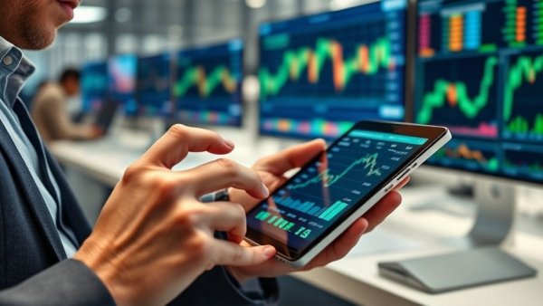 Analyzing USA market data on digital devices displaying stock charts.