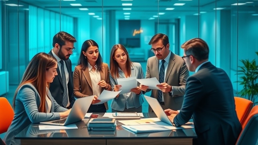 Business professionals discussing US business compliance changes in a modern office.