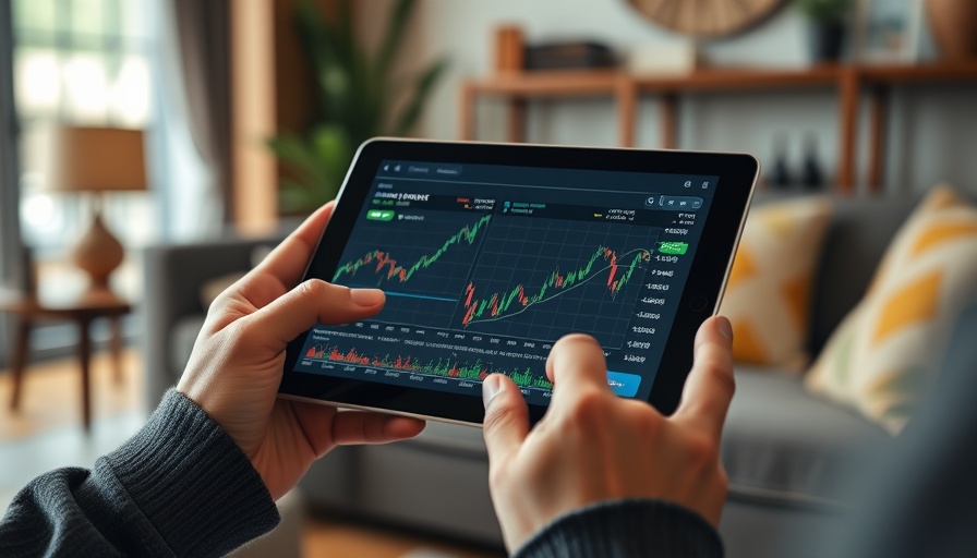 Analyzing stock charts on a tablet in a home setting.