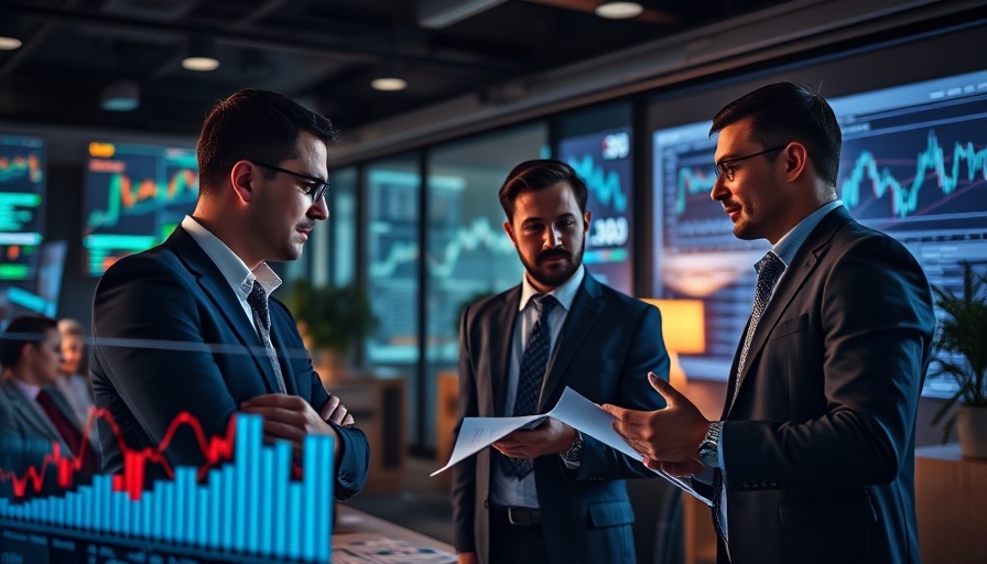 Analysts discussing USA market analysis in a modern office.
