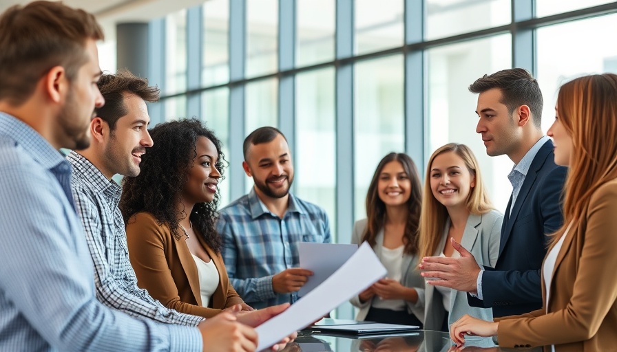 Professionals discussing business regulation updates in a modern office.