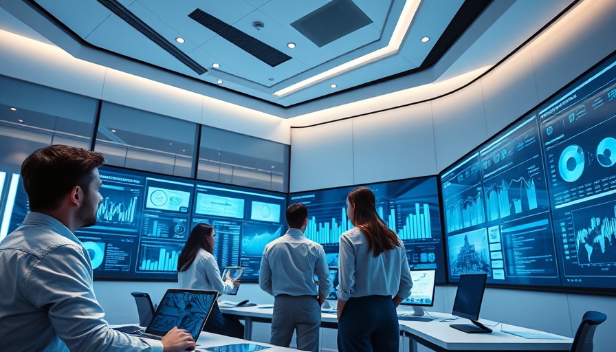 Analysts in an office discussing SEC new statistics and data visualizations.