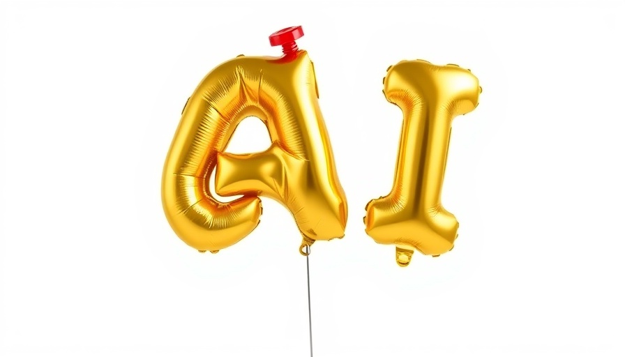 Broadcom AI Growth Valuation symbolized by gold 'AI' balloons pierced by red pushpin
