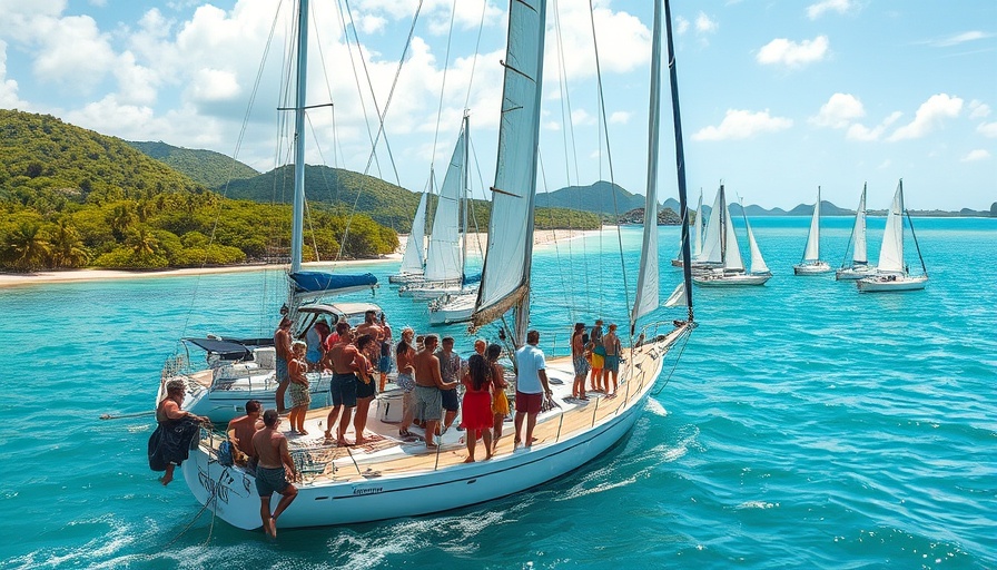 Vibrant Caribbean gathering on sailboats, representing Post-Narrative Futures in Caribbean Literature.