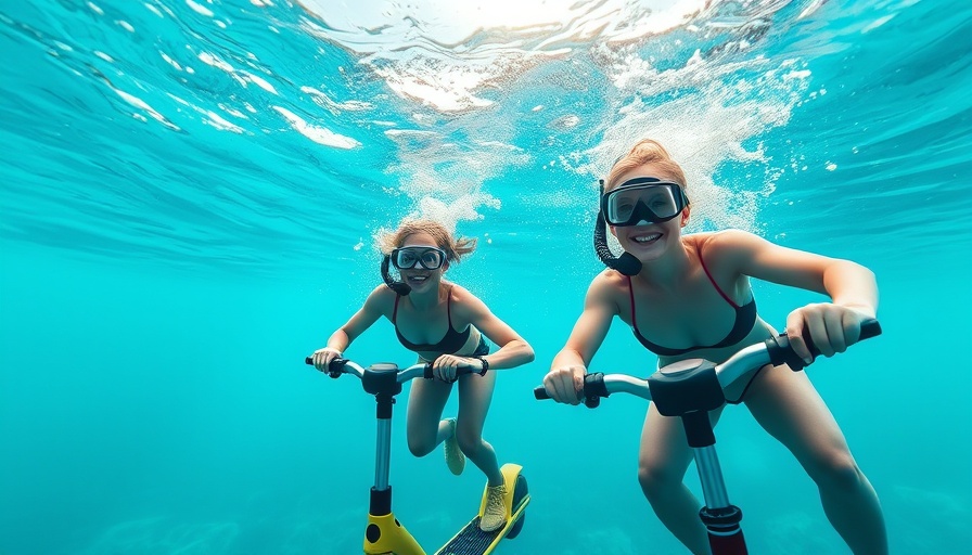 Underwater scooter adventure in clear ocean during water sports on crewed yacht charter.