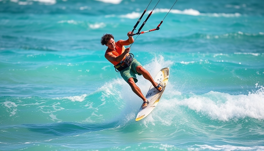 Kitesurfer navigating Caribbean waves showcasing safety skills