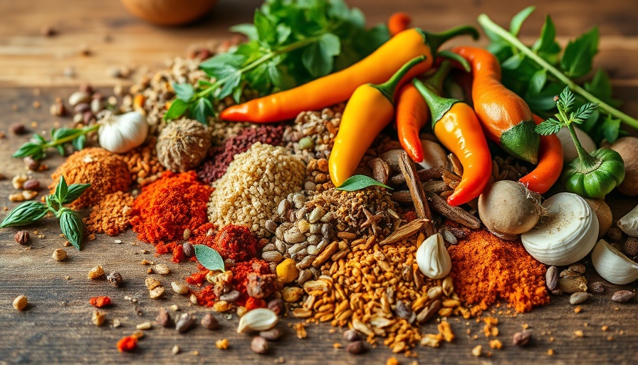 Ingredients for Jamaican Jerk marinade recipe on a countertop.