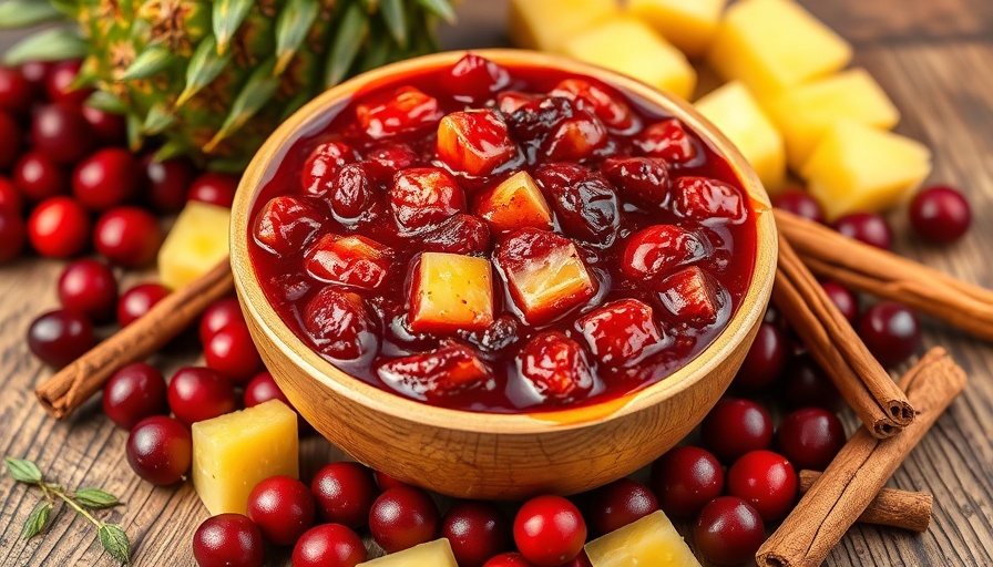 Delicious spicy cranberry pineapple chutney with fresh ingredients.