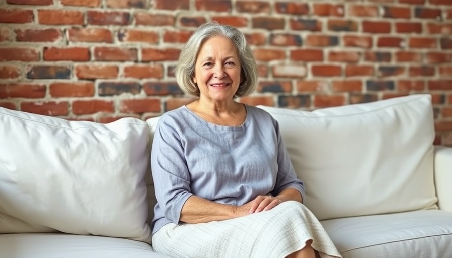 Mature woman modeling linen clothes, showcasing new love for linen fashion.