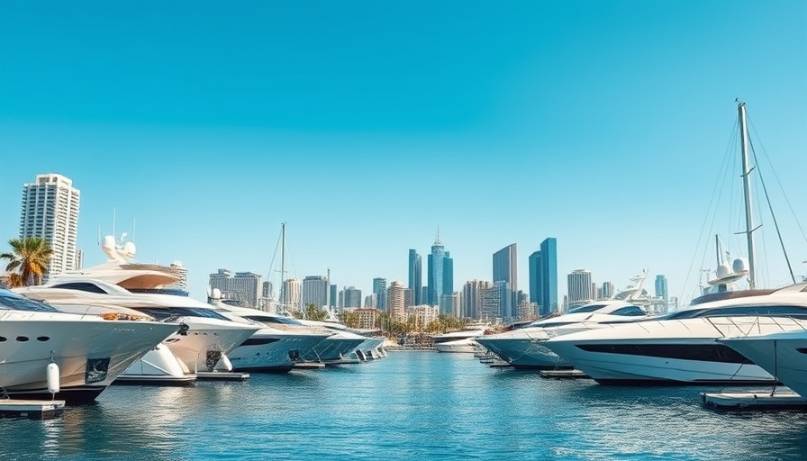 Fleet of luxury yachts docked at marina for charter.
