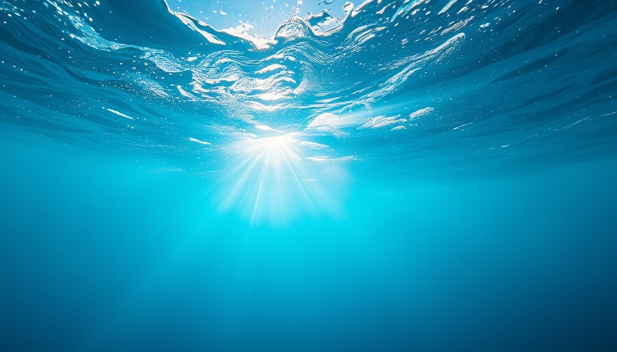 Underwater scene with sunlight in clear blue ocean, all-inclusive vacation.