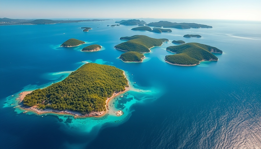 Stunning view of Croatian islands and turquoise sea.