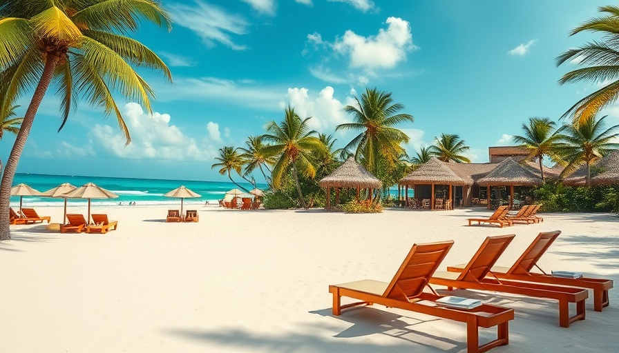 Tropical resort scene at Sandals Royal Caribbean.