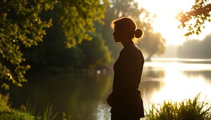 Embracing authenticity in travel by a serene riverside at sunset.