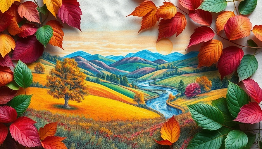 Artistic landscape drawing of serene countryside for mindful travel experiences