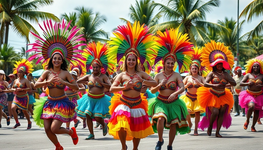 Tobago Carnival celebrations with vibrant costumes and joyful dancers.