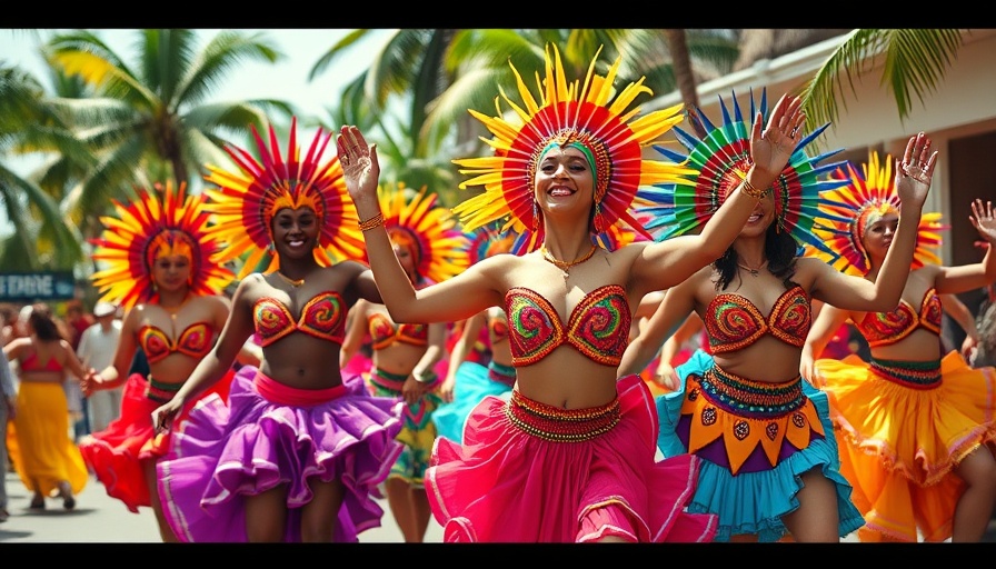 St. Lucia Carnival street parade with vibrant dancers.