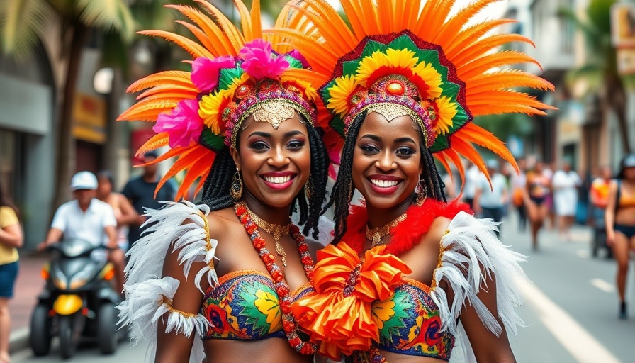 Colorfully dressed women celebrating Grenada Carnival traditions.