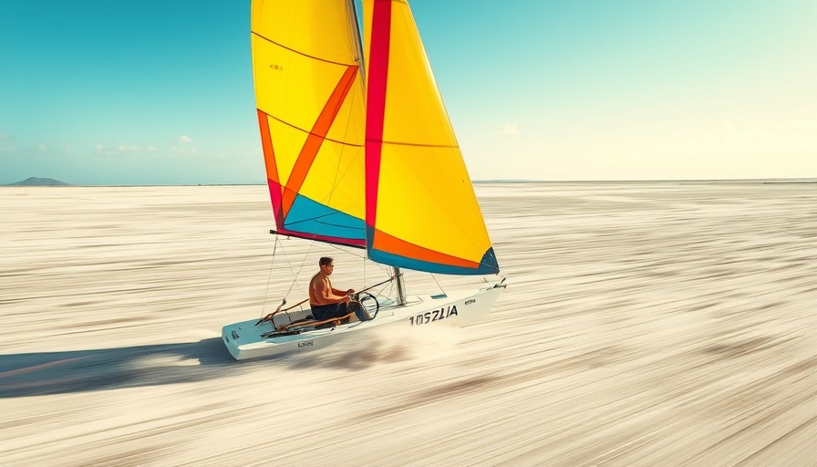Landsailing in Bonaire with vibrant sails on a clear sunny day.