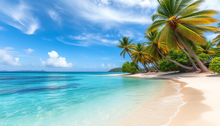 Tropical beach in Guadeloupe with clear waters and white sands, a must-see destination for fun activities.