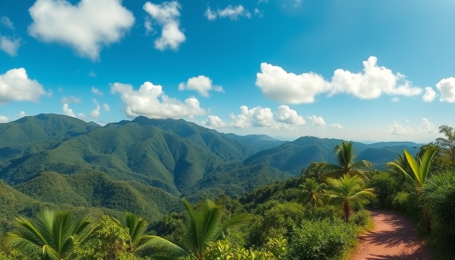 Scenic tropical landscape symbolizing adventures in Martinique.
