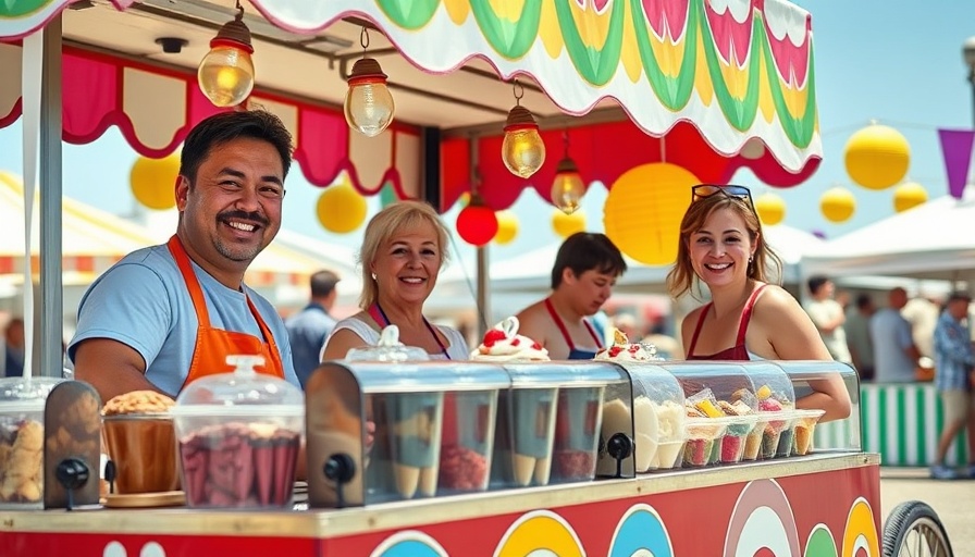 Taste of Cayman Festival 2023 vendors serving at a vibrant dessert cart.