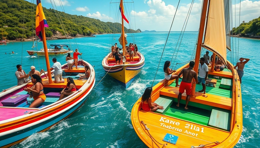 Vibrant Caribbean boats highlighting tourism and culture.