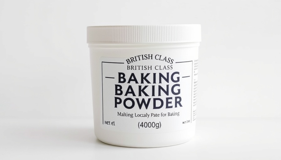 British Class Baking Powder container for Pumpkin Pancakes recipe.