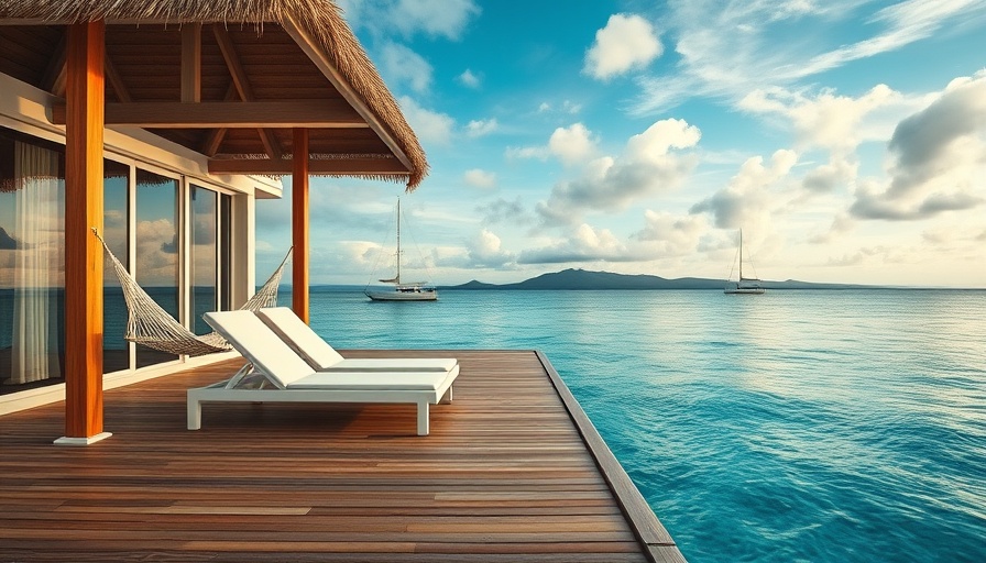 Relaxing Sandals Overwater Bungalow deck with ocean view.