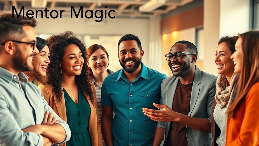 Inspiring entrepreneur stories: diverse mentees discuss with a mentor in a vibrant workspace.