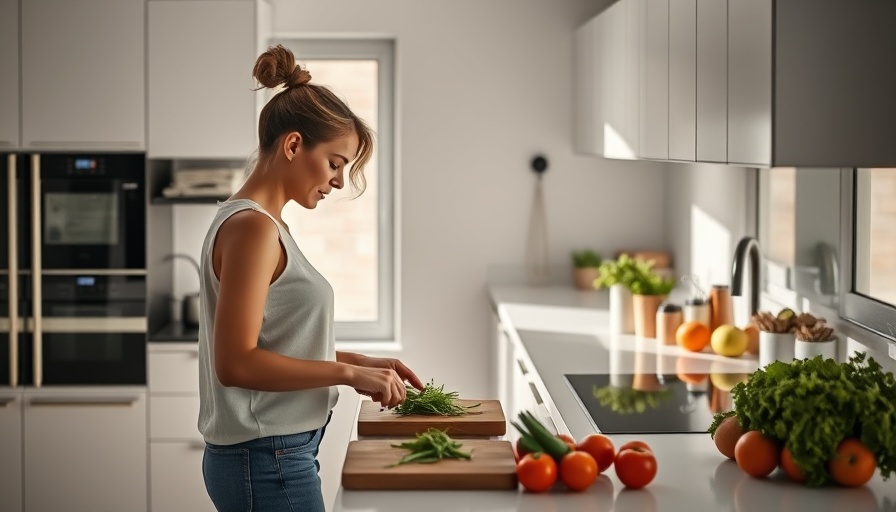 Smart kitchen prep with modern appliances and bright design.