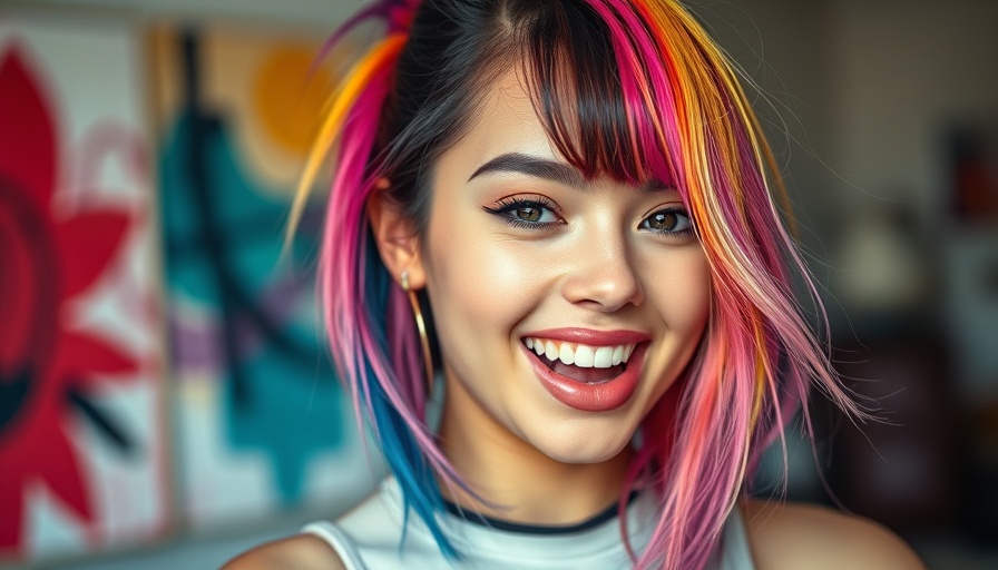 Trendy young woman with split-dyed hair, creative style inspiration.
