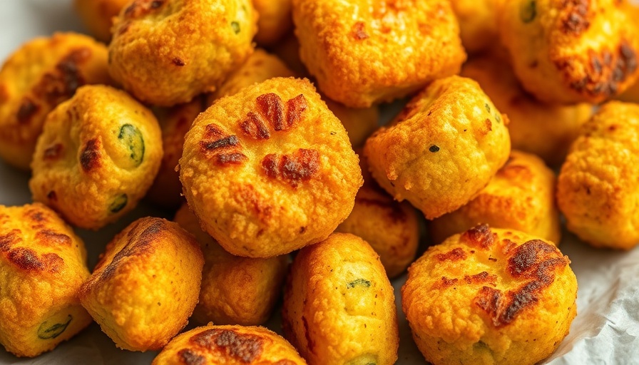 Air Fryer Zucchini Tots close-up with crispy golden-brown exterior.