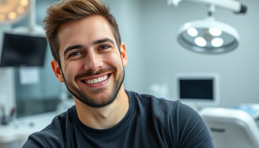 Young man happy after new generation hair transplant in clinic.