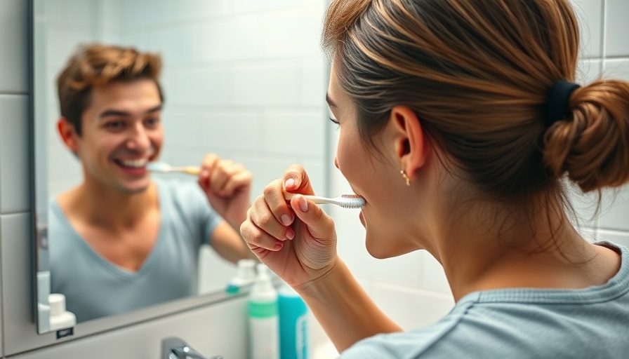 Proper brushing techniques showcased in a bright bathroom setting.