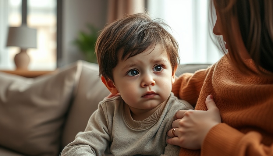 Child feeling mental clutter being comforted, discussing emotions.