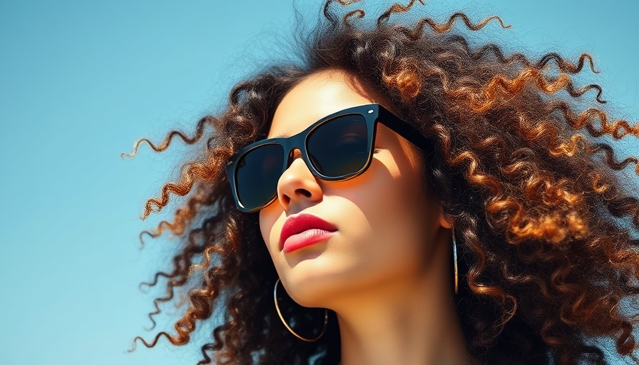 Stylish vacation hair with curly locks under the blue sky.