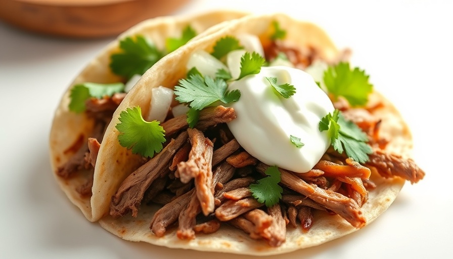 OLIPOP Chuck Roast taco with cilantro and sour cream.