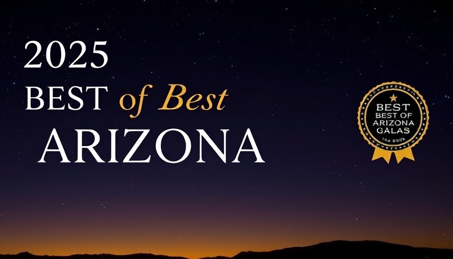 2025 Best of Arizona Gala event details with dark elegant background.
