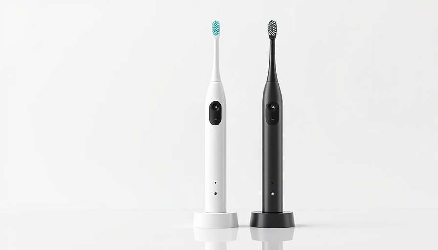 Philips Sonicare toothbrushes in modern design on glossy surface.