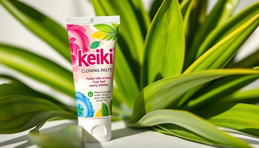 Colorful Keiki Paste for Plants near bright green leaves.
