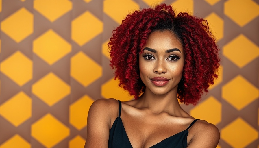 Confident woman with crimped hair against a patterned background.